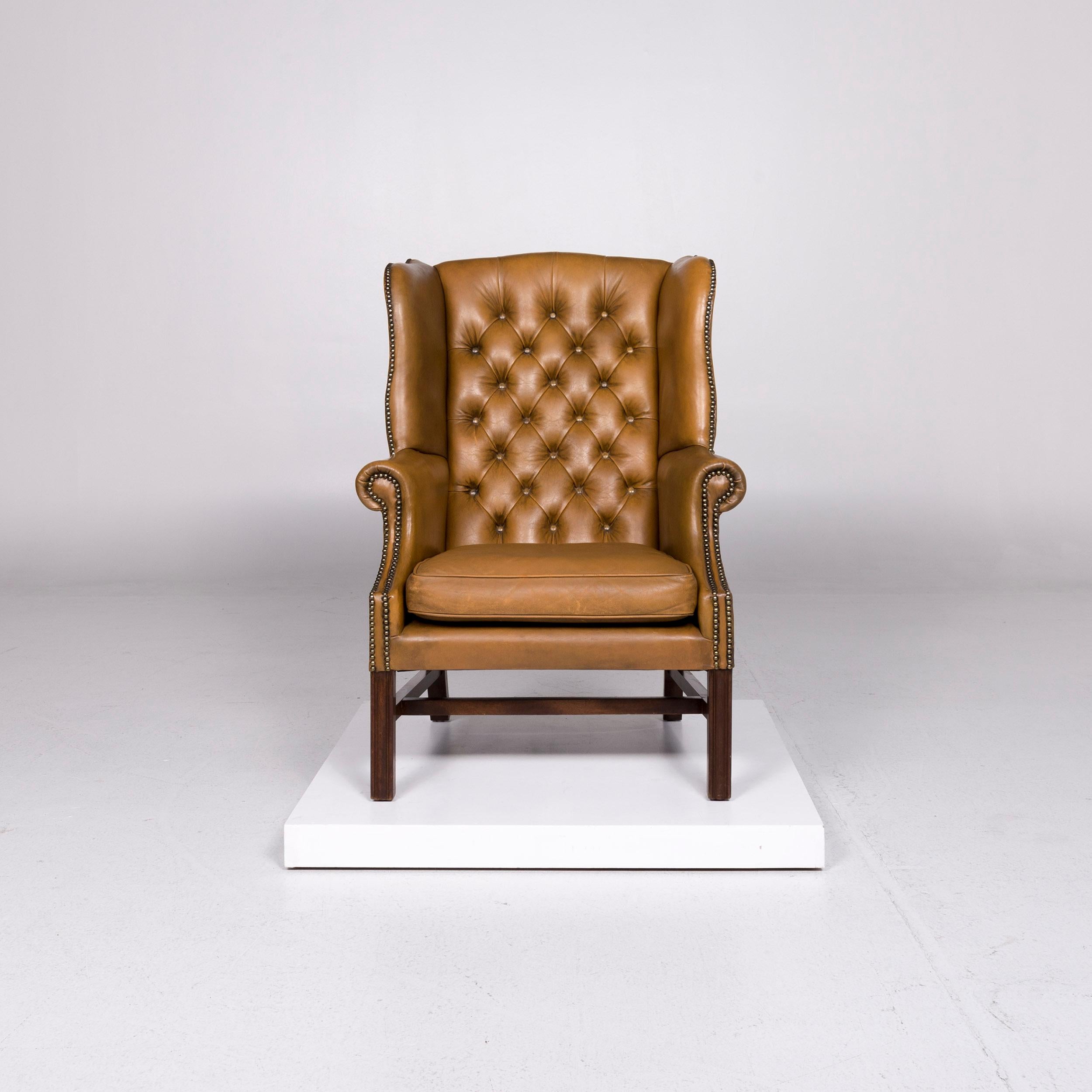 We bring to you a Centurion leather armchair brown Chesterfield retro.
 
 Product measurements in centimeters:
 
Depth 80
Width 78
Height 110
Seat-height 47
Rest-height 66
Seat-depth 54
Seat-width 50
Back-height 65.
 