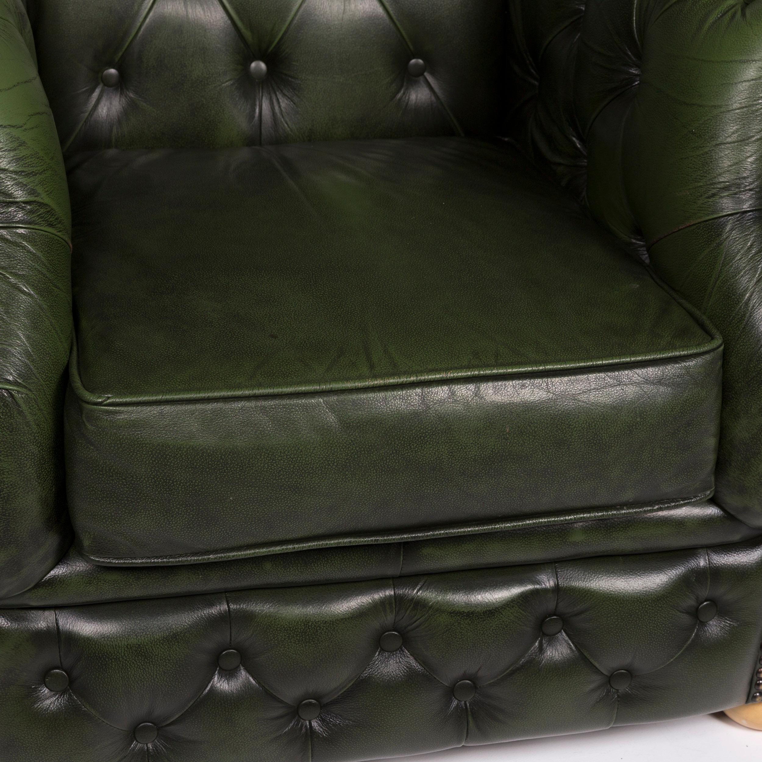 Contemporary Centurion Leather Armchair Set Chesterfield Green