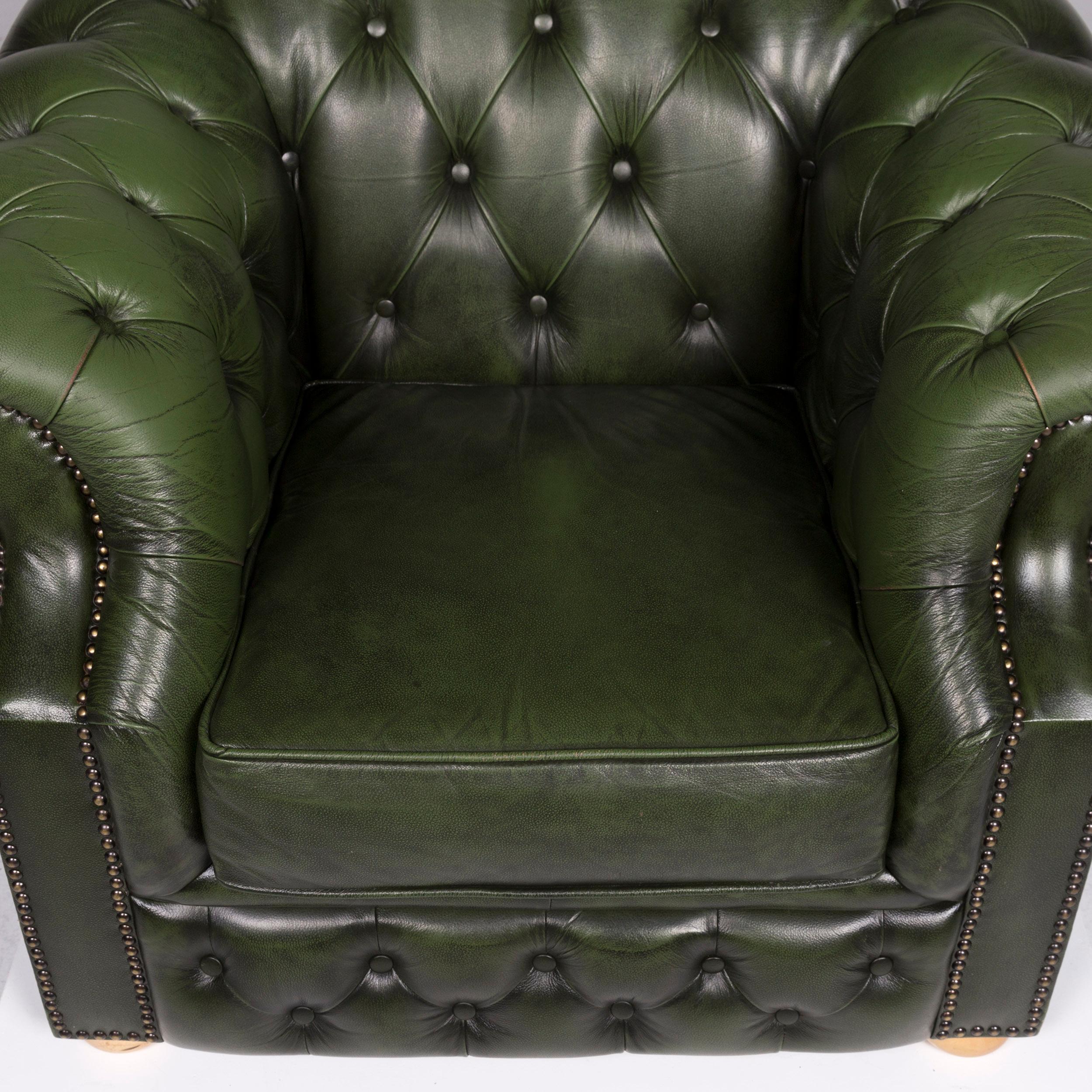 Centurion Leather Armchair Set Chesterfield Green 2
