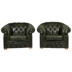 Centurion Leather Armchair Set Chesterfield Green