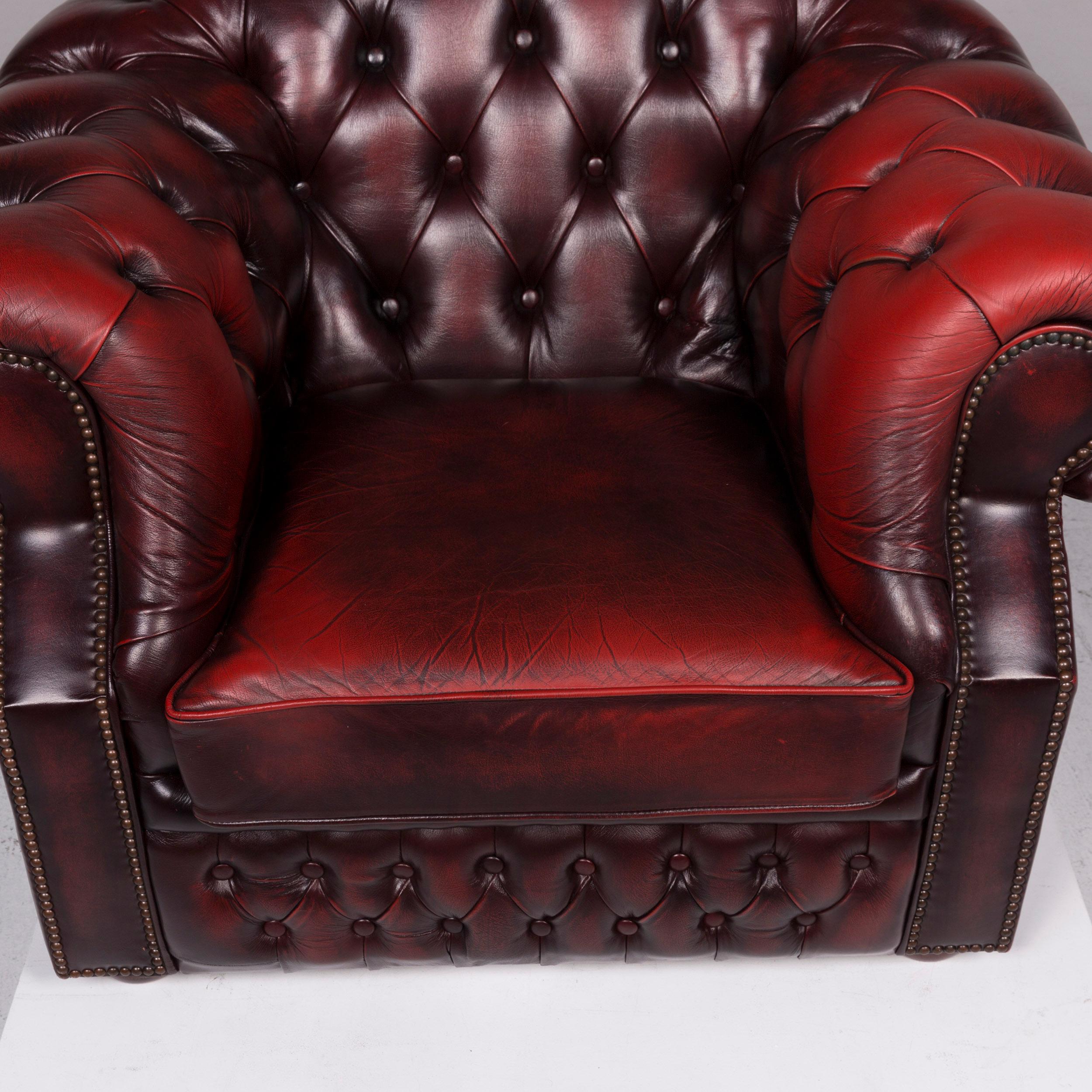 Centurion Leather Armchair Set Red 6