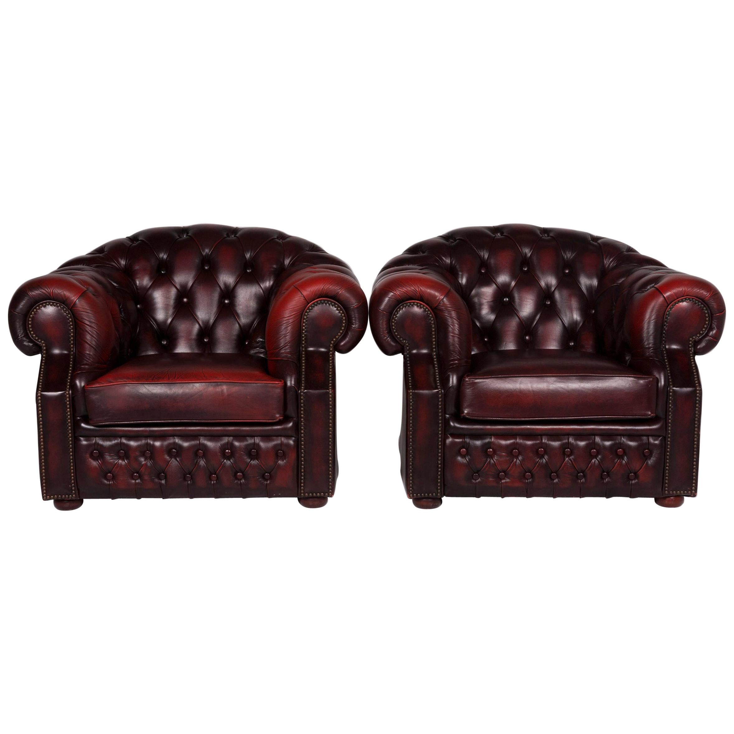 Centurion Leather Armchair Set Red