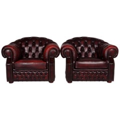 Centurion Leather Armchair Set Red