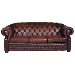 Centurion Leather Sofa Brown Three-Seat Chesterfield