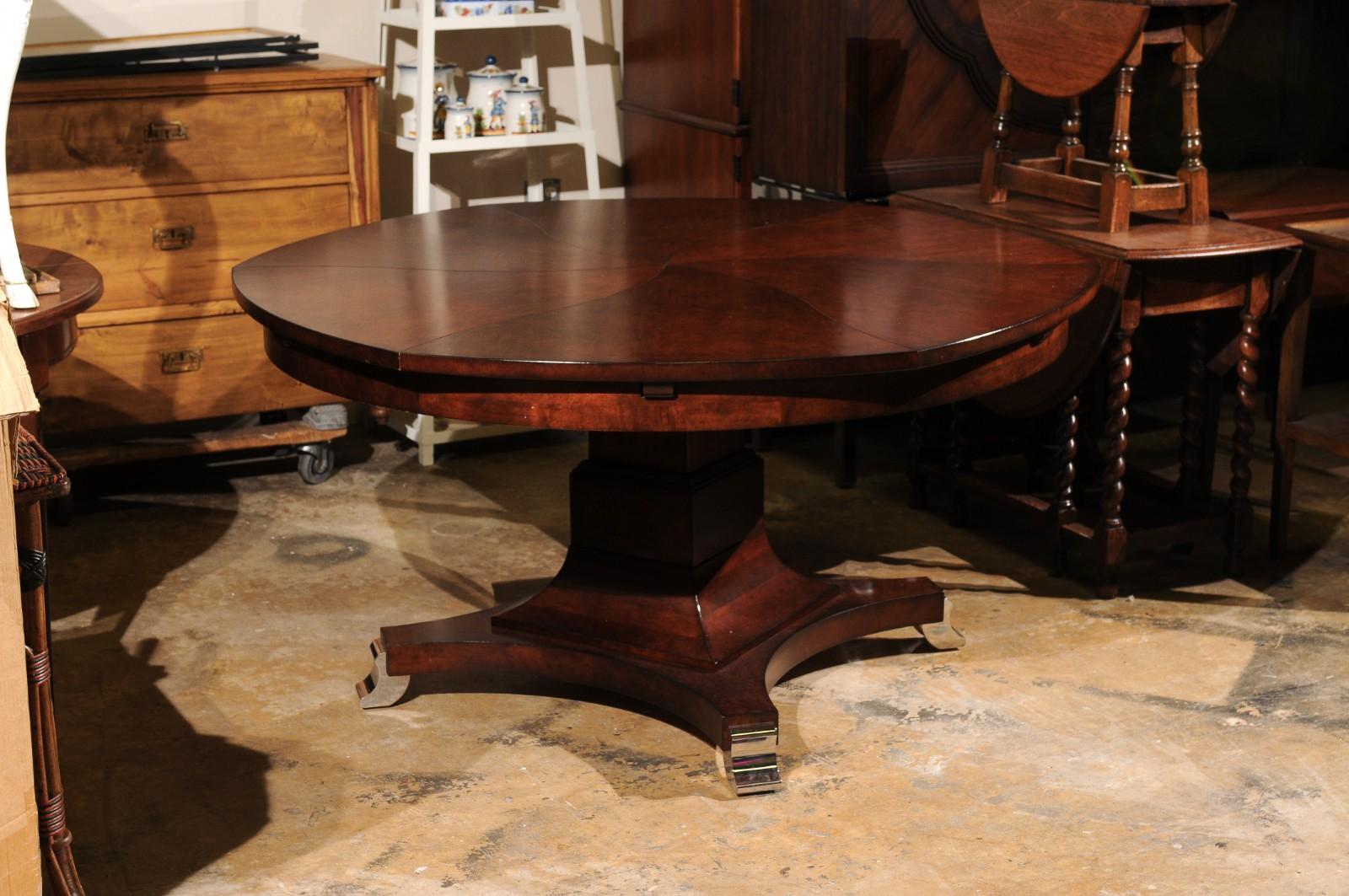 Century Brand Telescoping Dining Table with Chrome Accent Base For Sale 3