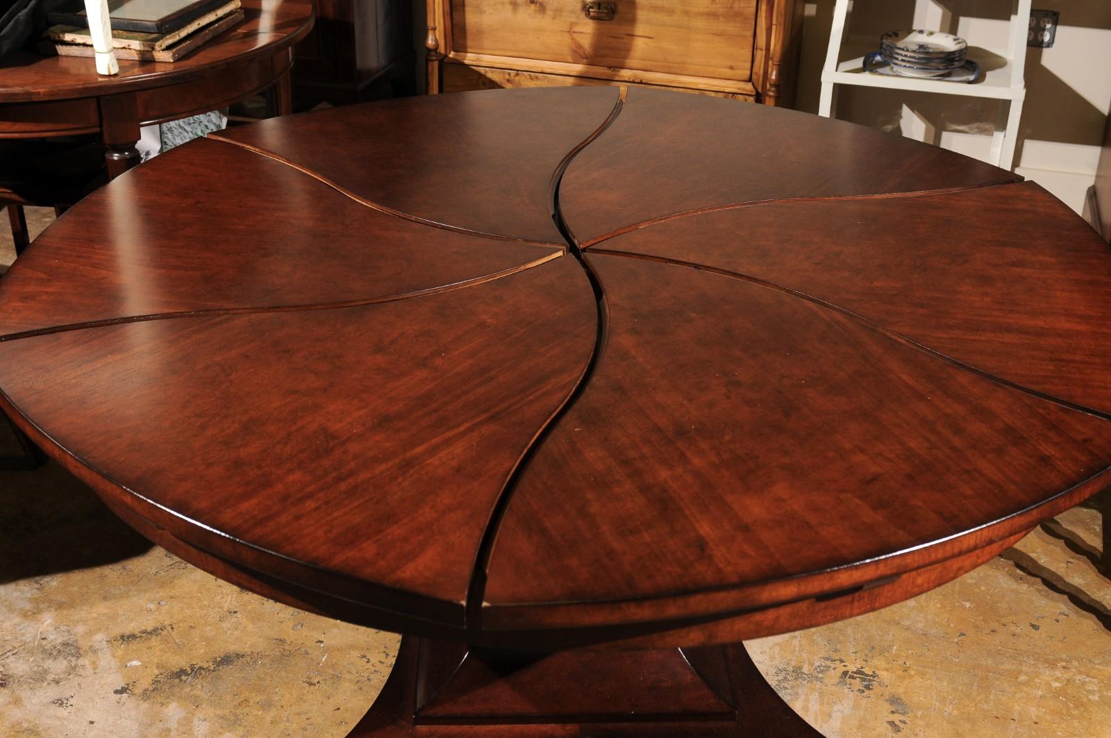 Contemporary Century Brand Telescoping Dining Table with Chrome Accent Base For Sale