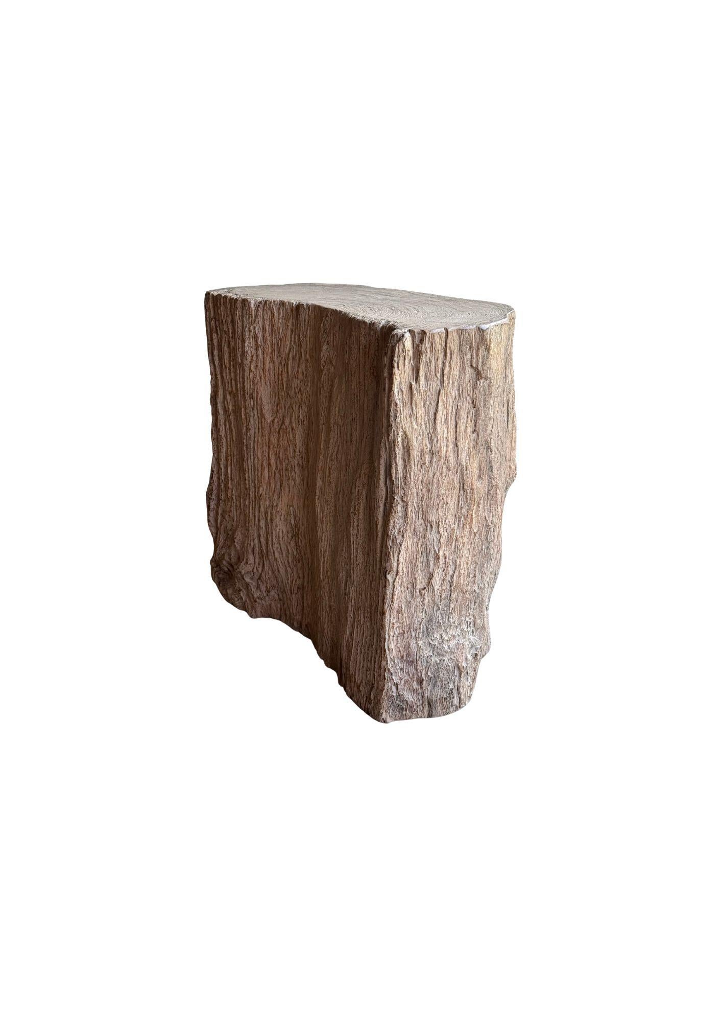Jahrhundert-vergrabener Teakholz-Sockel aus dem Regenwald von Sumatra, modern organisch im Angebot 2