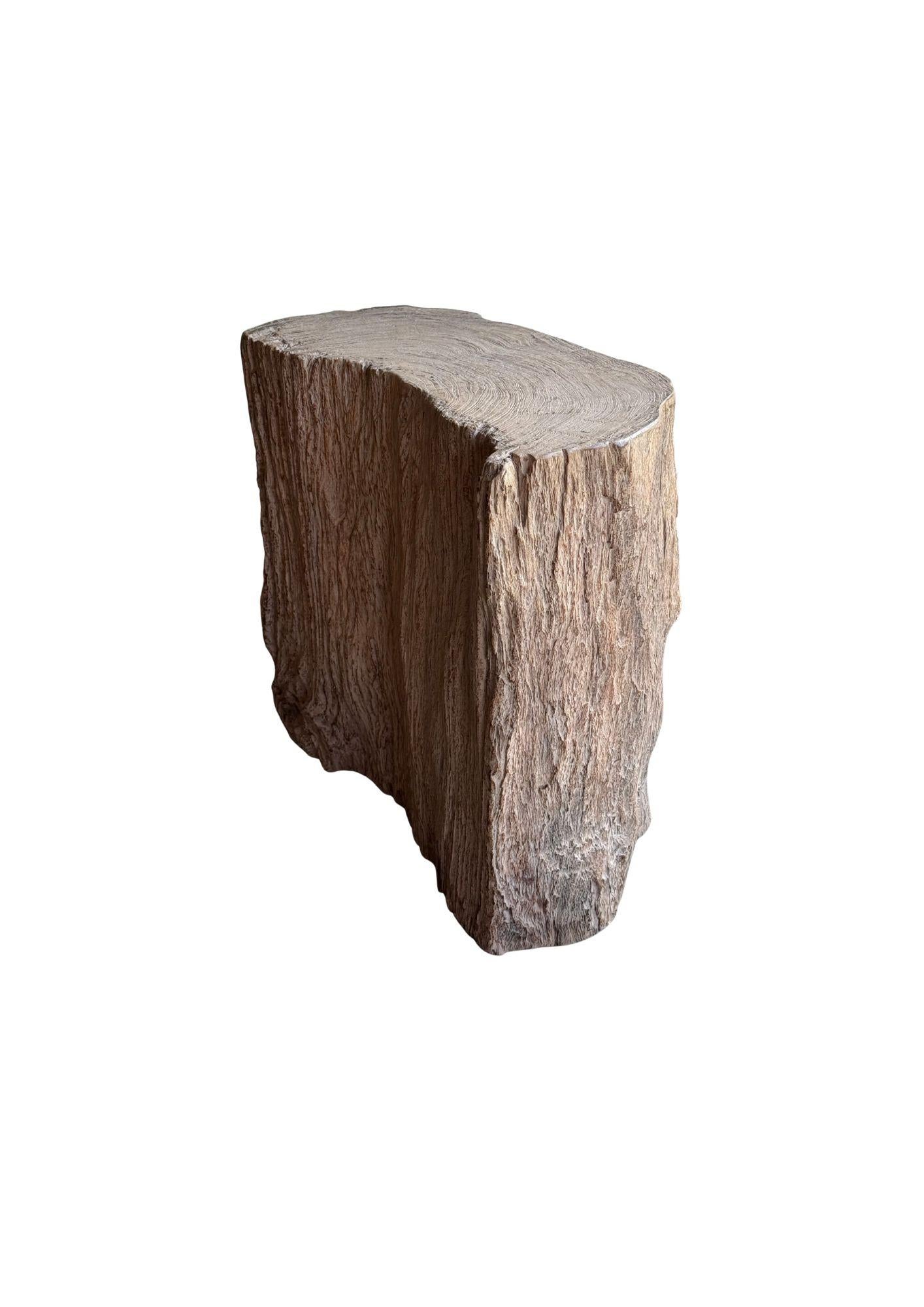 Jahrhundert-vergrabener Teakholz-Sockel aus dem Regenwald von Sumatra, modern organisch im Angebot 3