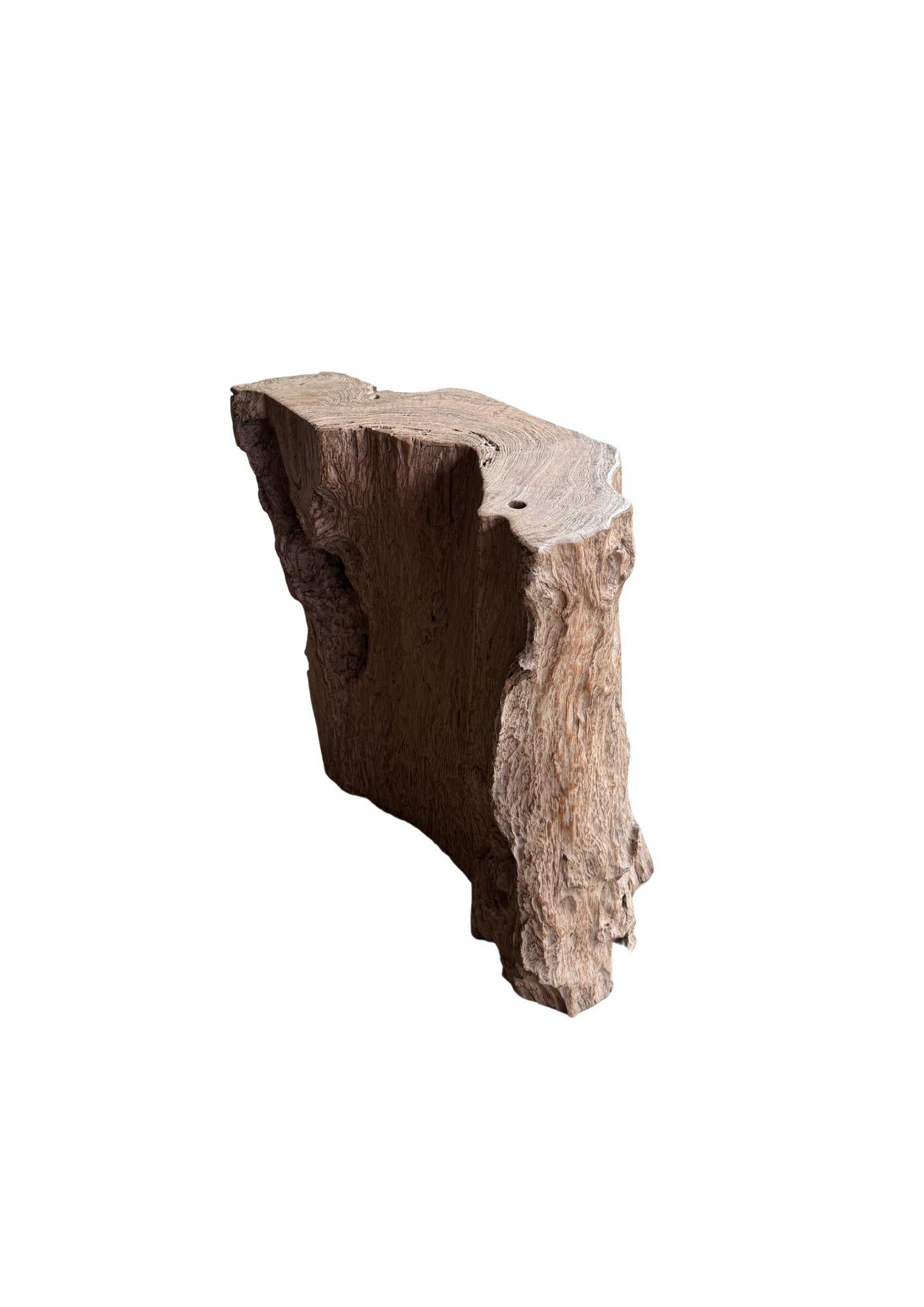 Jahrhundert-vergrabener Teakholz-Sockel aus dem Regenwald von Sumatra, modern organisch im Angebot 4