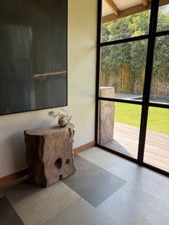 Pedestal de madera de teca de la selva tropical de Sumatra, moderno y orgánico