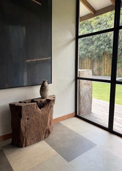 Century-Buried Teak Wood Pedestal from the Sumatran Rainforest, Modern Organic