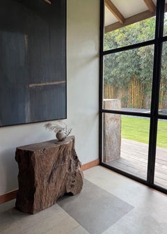 Century-Buried Teak Wood Pedestal from the Sumatran Rainforest, Modern Organic