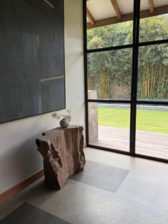 Century-Buried Teak Wood Pedestal from the Sumatran Rainforest, Modern Organic