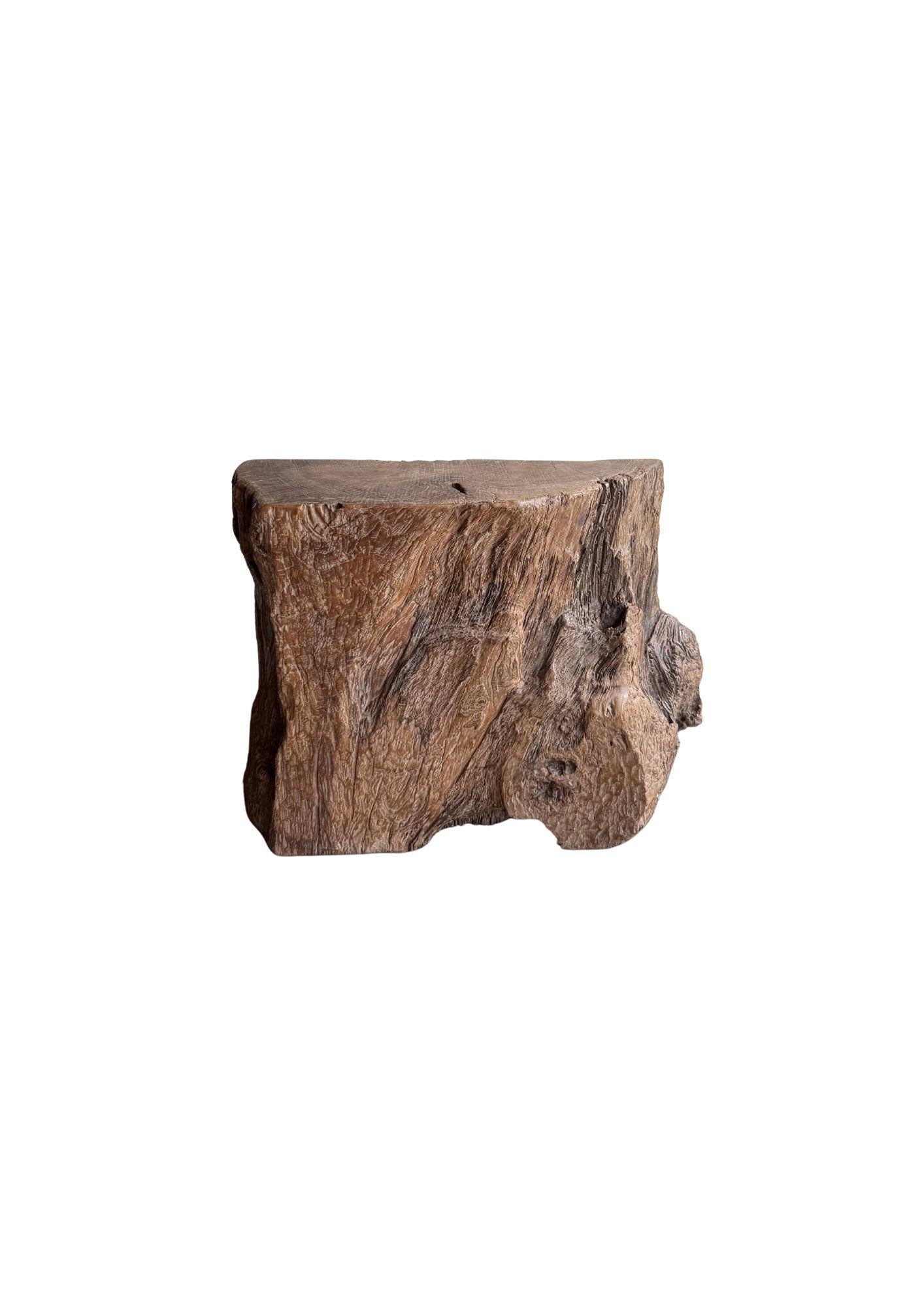 Jahrhundert-vergrabener Teakholz-Sockel aus dem Regenwald von Sumatra, modern organisch (Organische Moderne) im Angebot