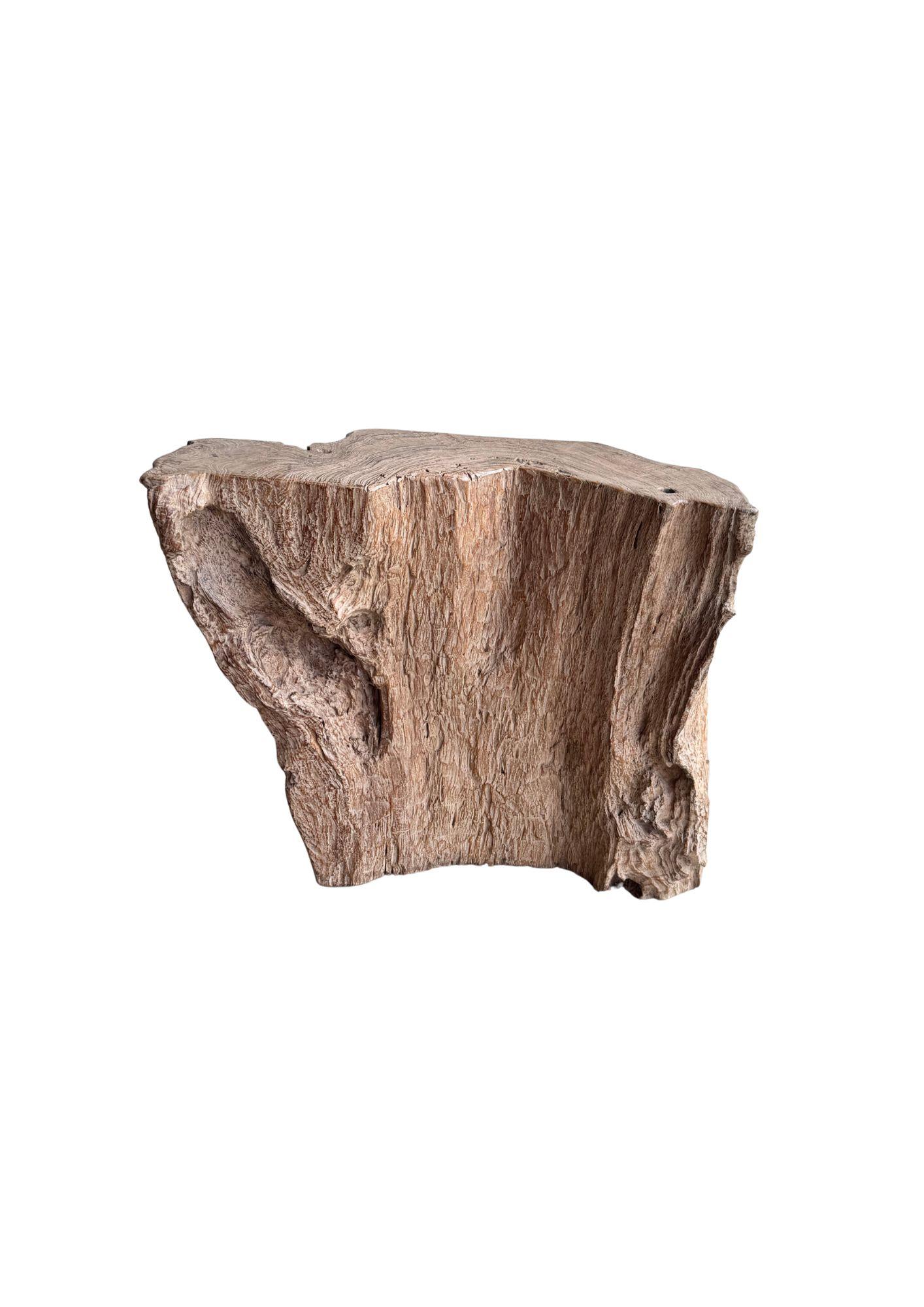 Jahrhundert-vergrabener Teakholz-Sockel aus dem Regenwald von Sumatra, modern organisch (Organische Moderne) im Angebot
