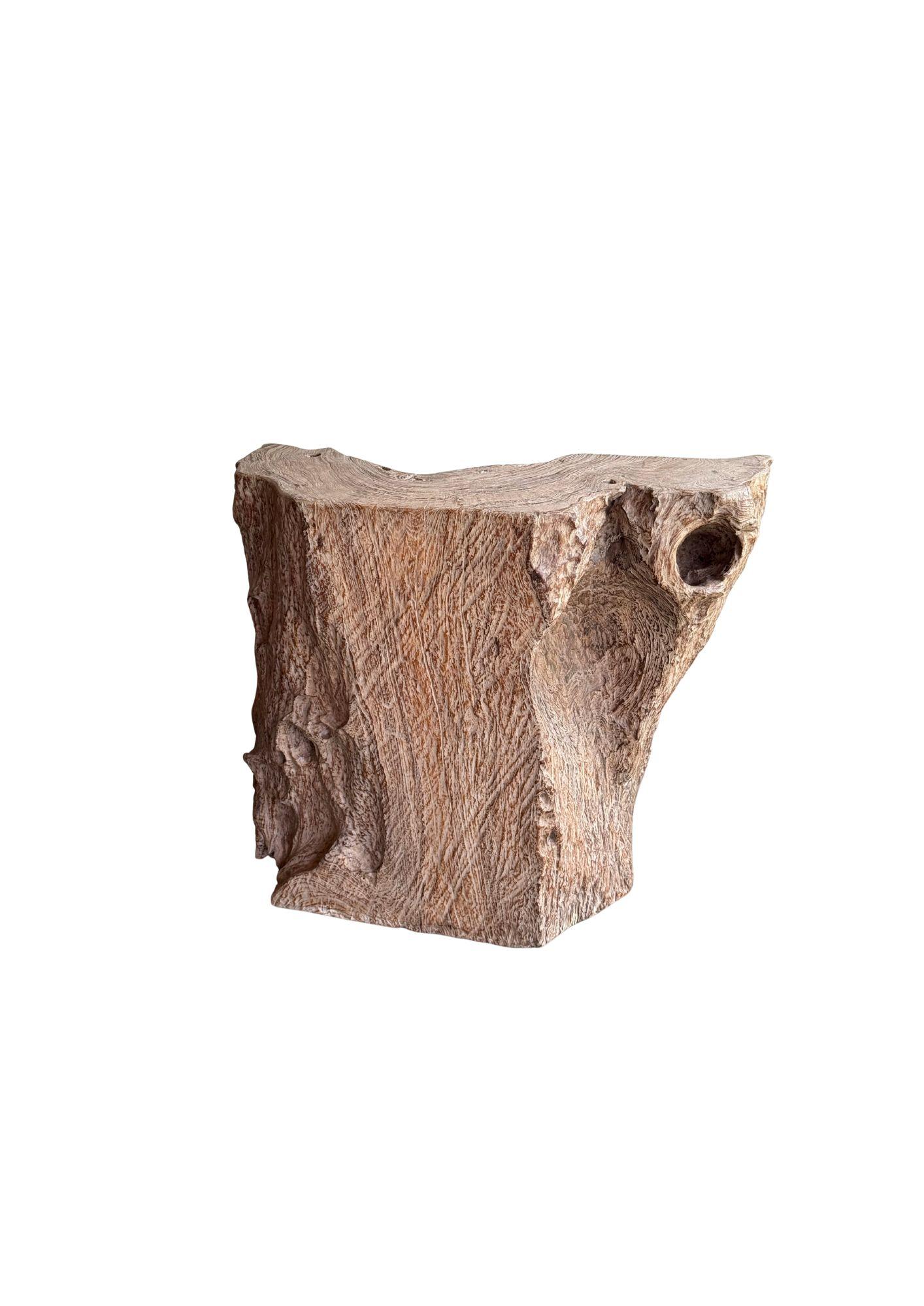 Jahrhundert-vergrabener Teakholz-Sockel aus dem Regenwald von Sumatra, modern organisch (Indonesisch) im Angebot