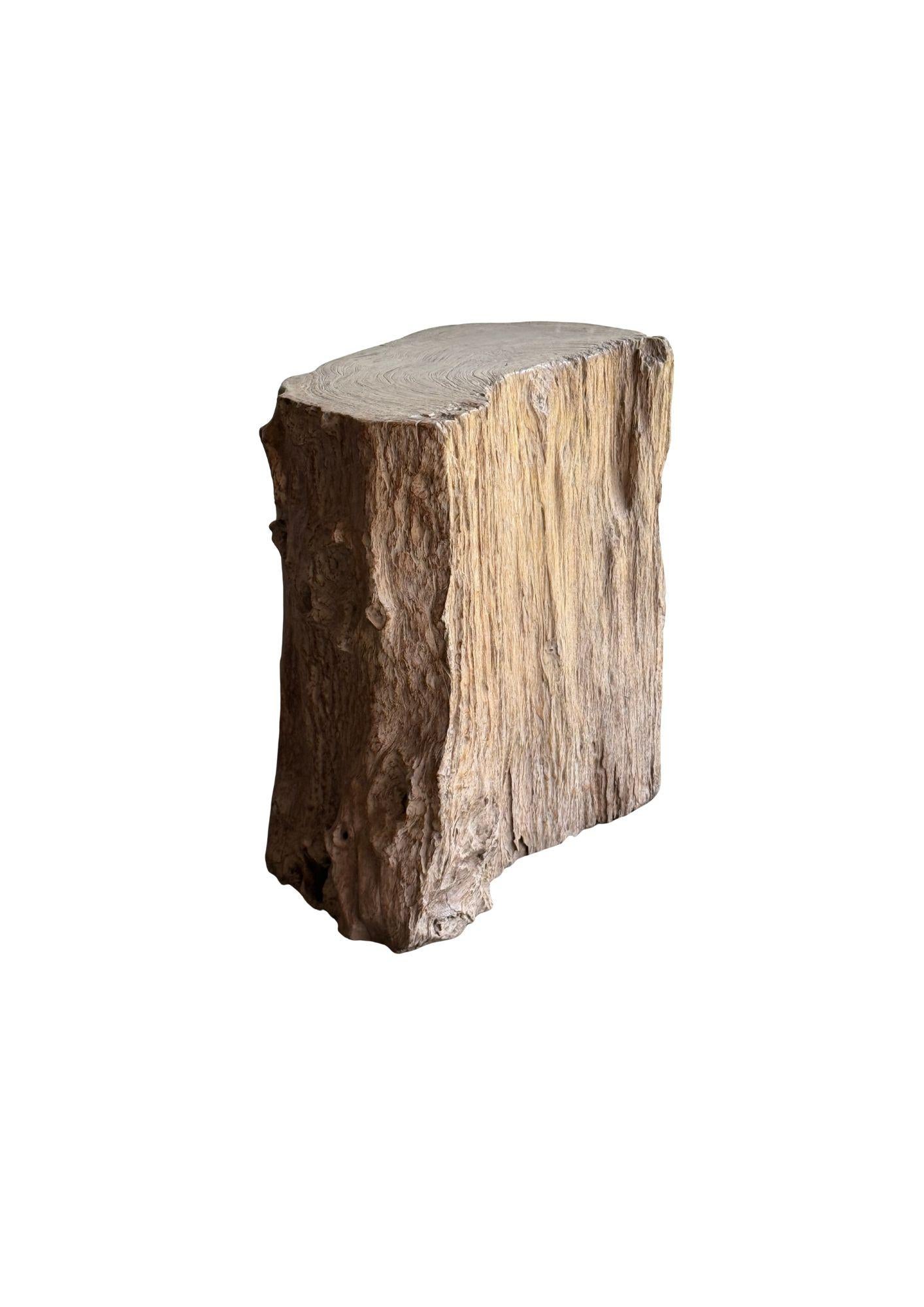 Jahrhundert-vergrabener Teakholz-Sockel aus dem Regenwald von Sumatra, modern organisch (Handgeschnitzt) im Angebot