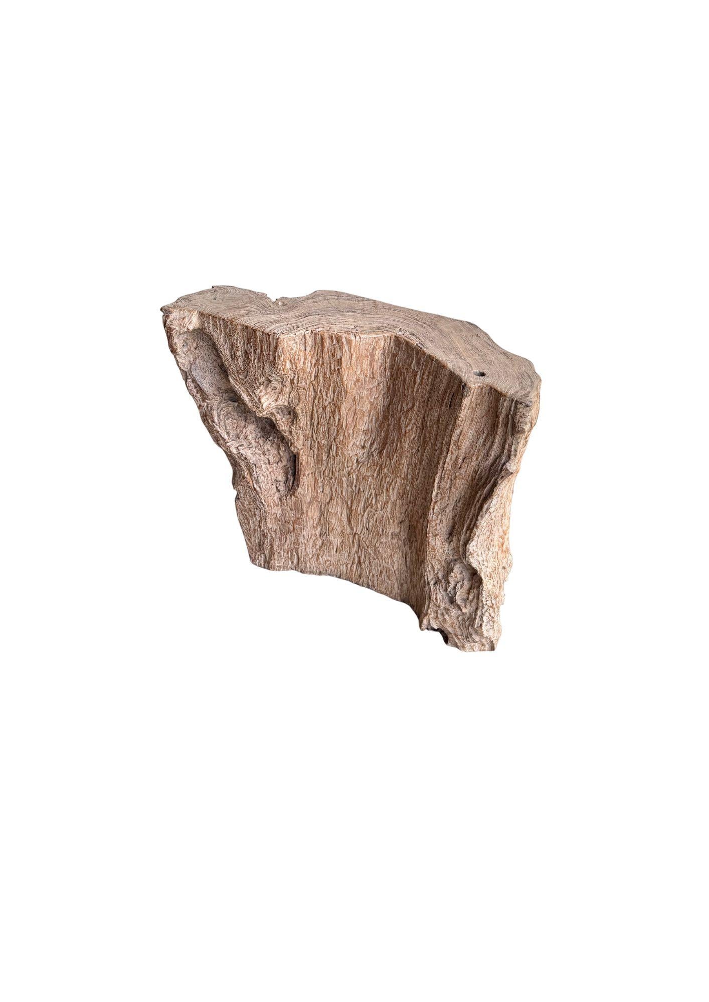 Jahrhundert-vergrabener Teakholz-Sockel aus dem Regenwald von Sumatra, modern organisch (Handgeschnitzt) im Angebot