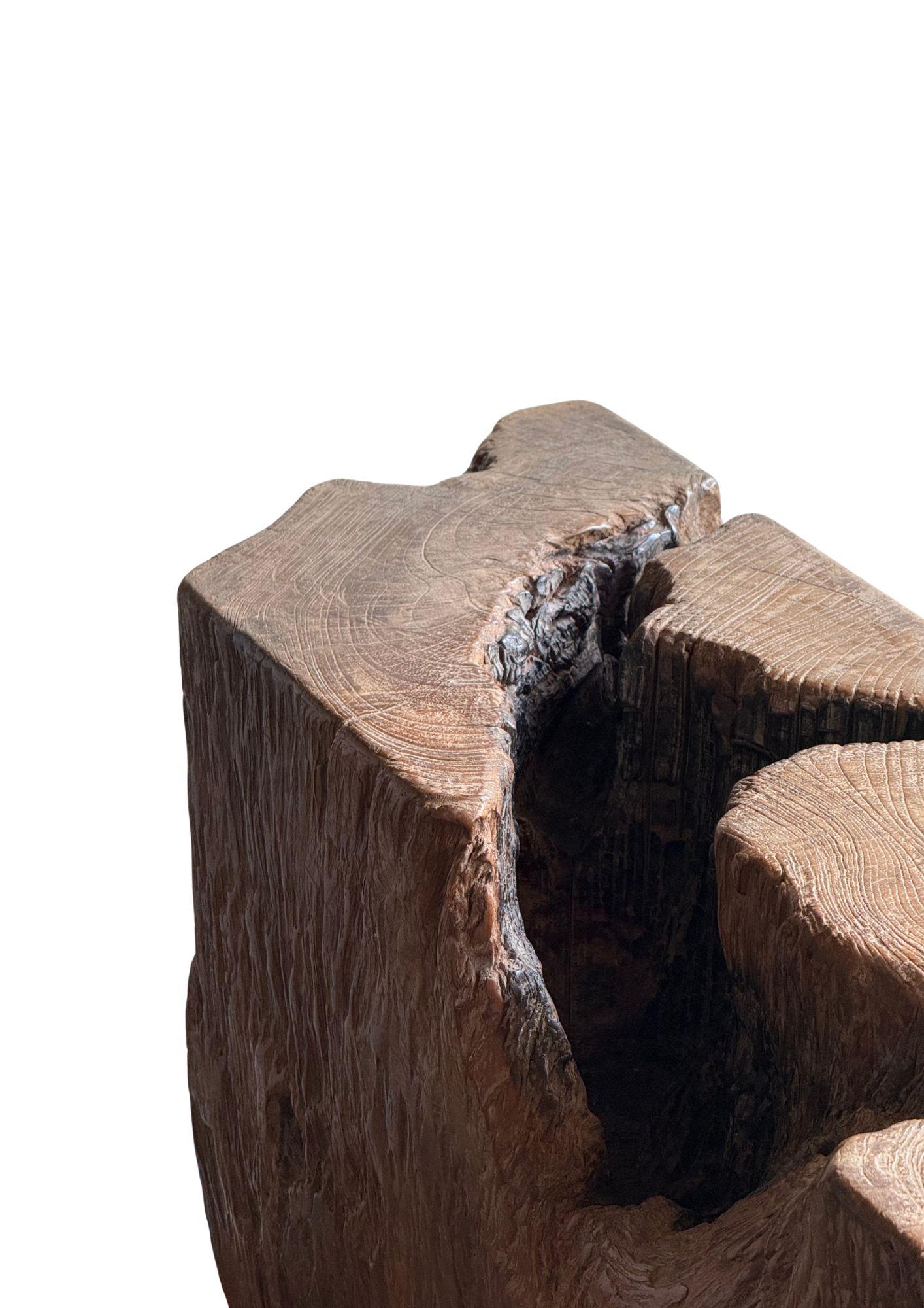 Jahrhundert-vergrabener Teakholz-Sockel aus dem Regenwald von Sumatra, modern organisch im Zustand „Gut“ im Angebot in Jimbaran, Bali