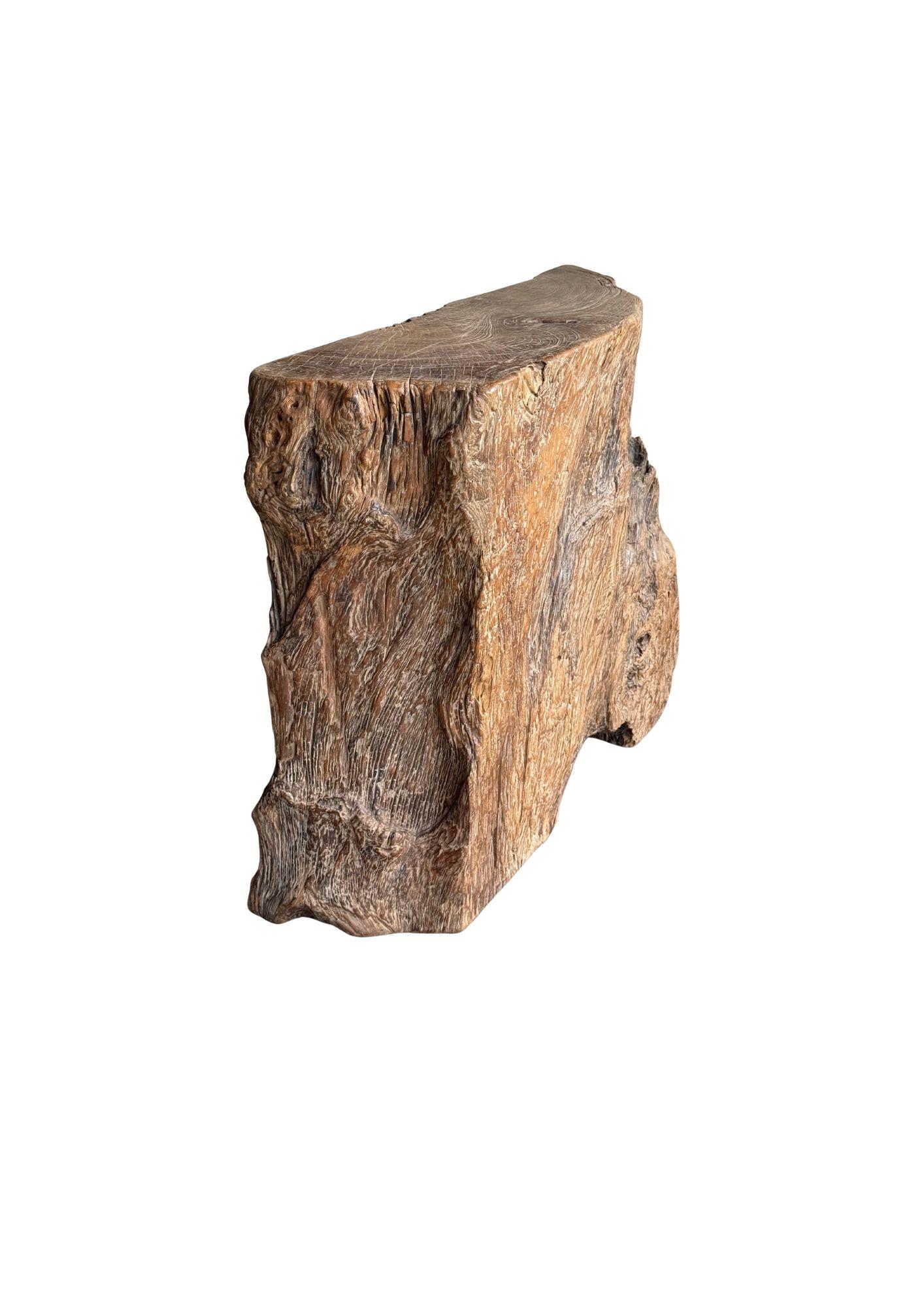 Jahrhundert-vergrabener Teakholz-Sockel aus dem Regenwald von Sumatra, modern organisch im Zustand „Gut“ im Angebot in Jimbaran, Bali