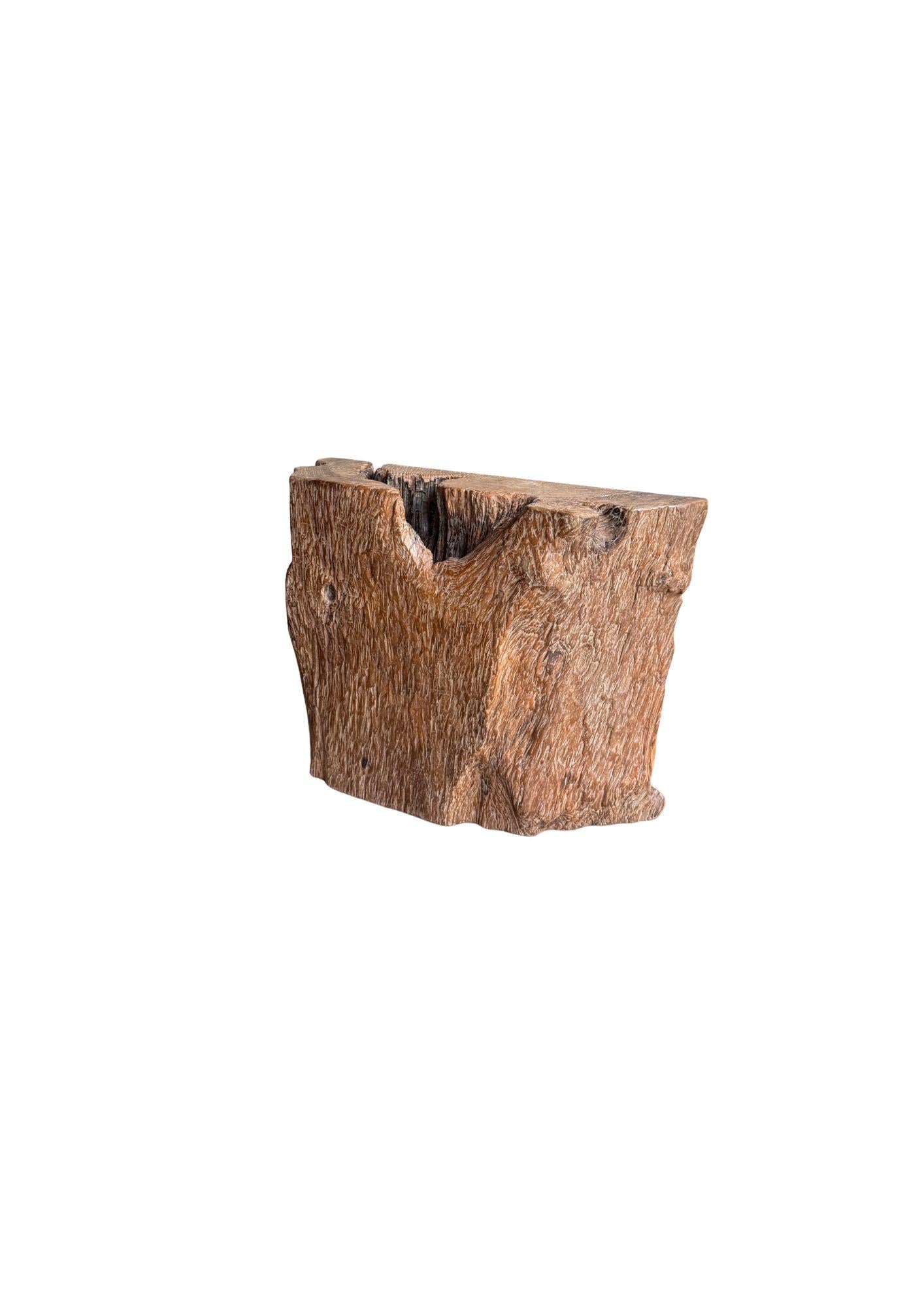 Jahrhundert-vergrabener Teakholz-Sockel aus dem Regenwald von Sumatra, modern organisch (20. Jahrhundert) im Angebot