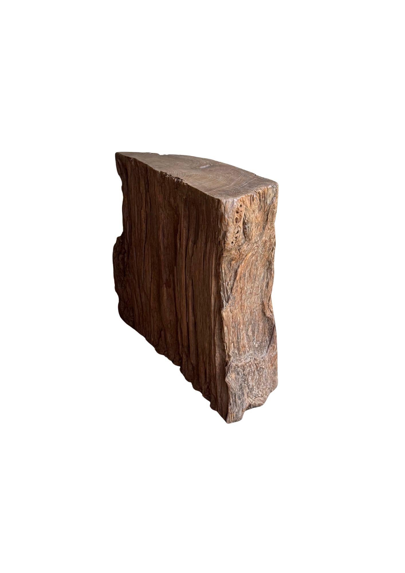 Jahrhundert-vergrabener Teakholz-Sockel aus dem Regenwald von Sumatra, modern organisch (20. Jahrhundert) im Angebot