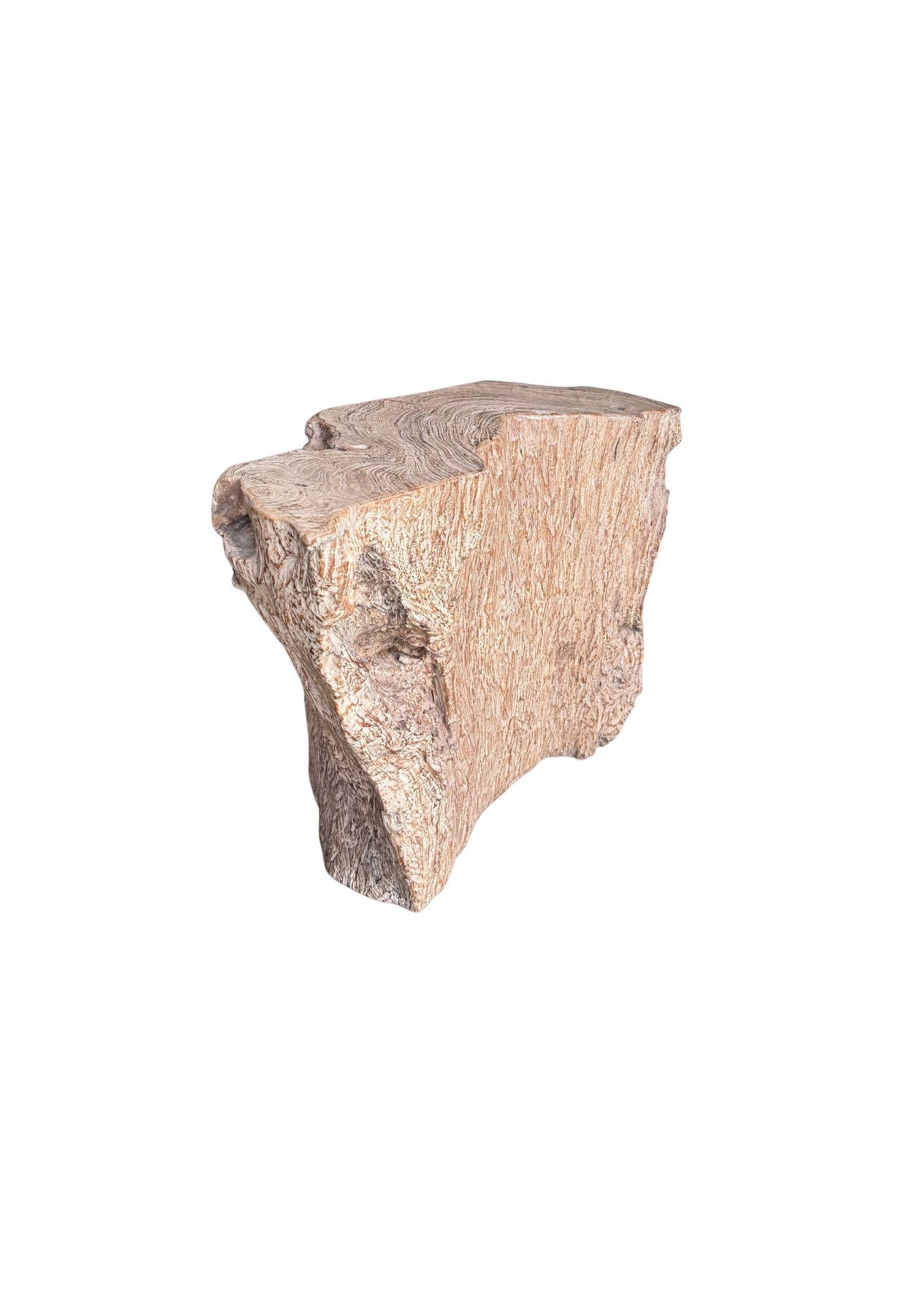 Jahrhundert-vergrabener Teakholz-Sockel aus dem Regenwald von Sumatra, modern organisch (20. Jahrhundert) im Angebot