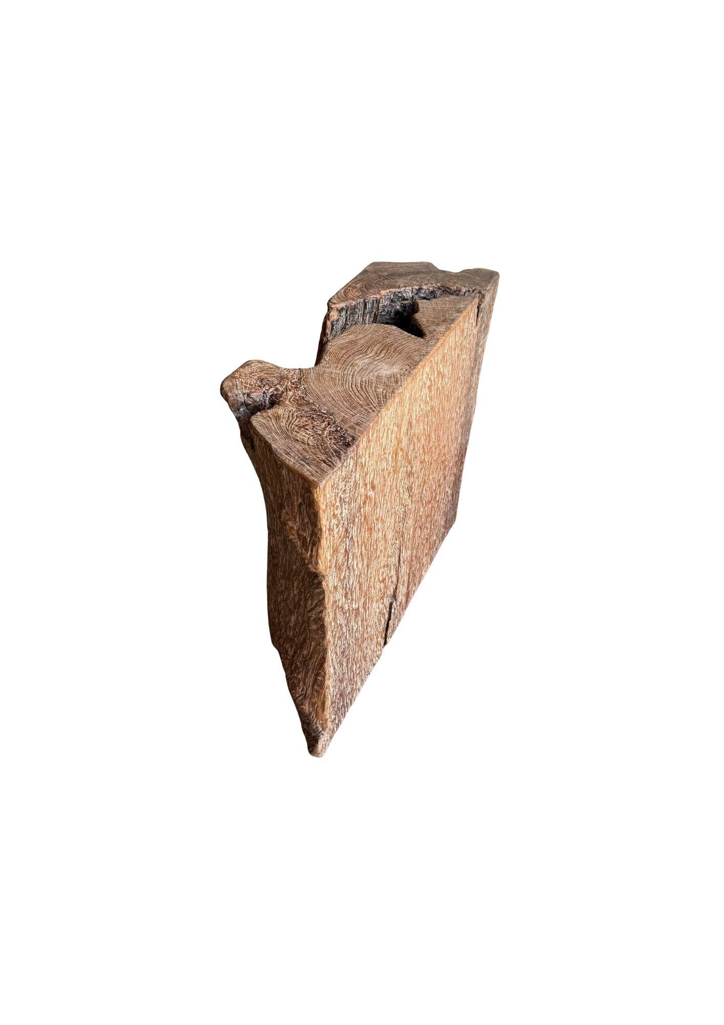 Jahrhundert-vergrabener Teakholz-Sockel aus dem Regenwald von Sumatra, modern organisch im Angebot 1