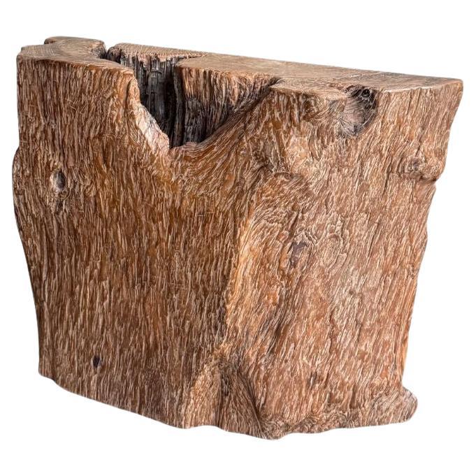 Jahrhundert-vergrabener Teakholz-Sockel aus dem Regenwald von Sumatra, modern organisch