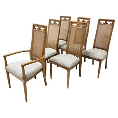 CENTURY Caned Walnut Spanish Style Dining Chairs - Set of 6