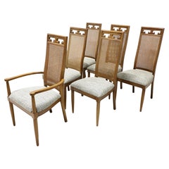 Used CENTURY Caned Walnut Spanish Style Dining Chairs - Set of 6