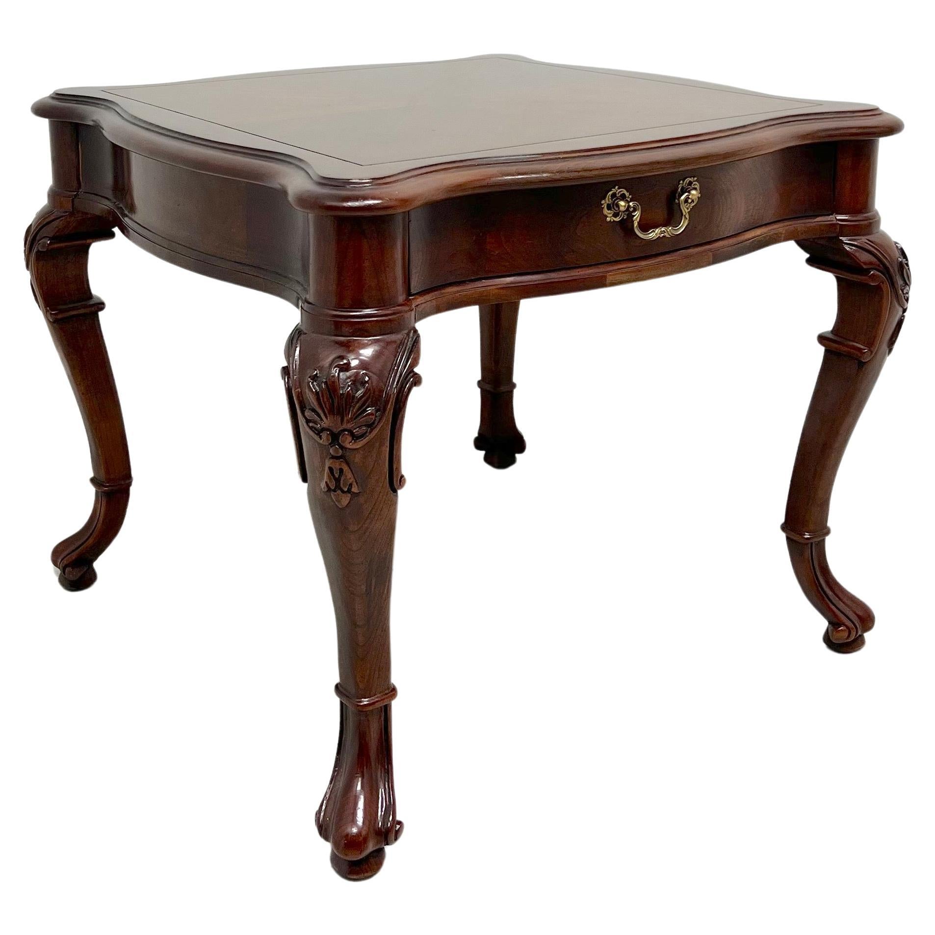CENTURY Cardella Collection Cherry Italian Provincial Serpentine Lamp Side Table For Sale