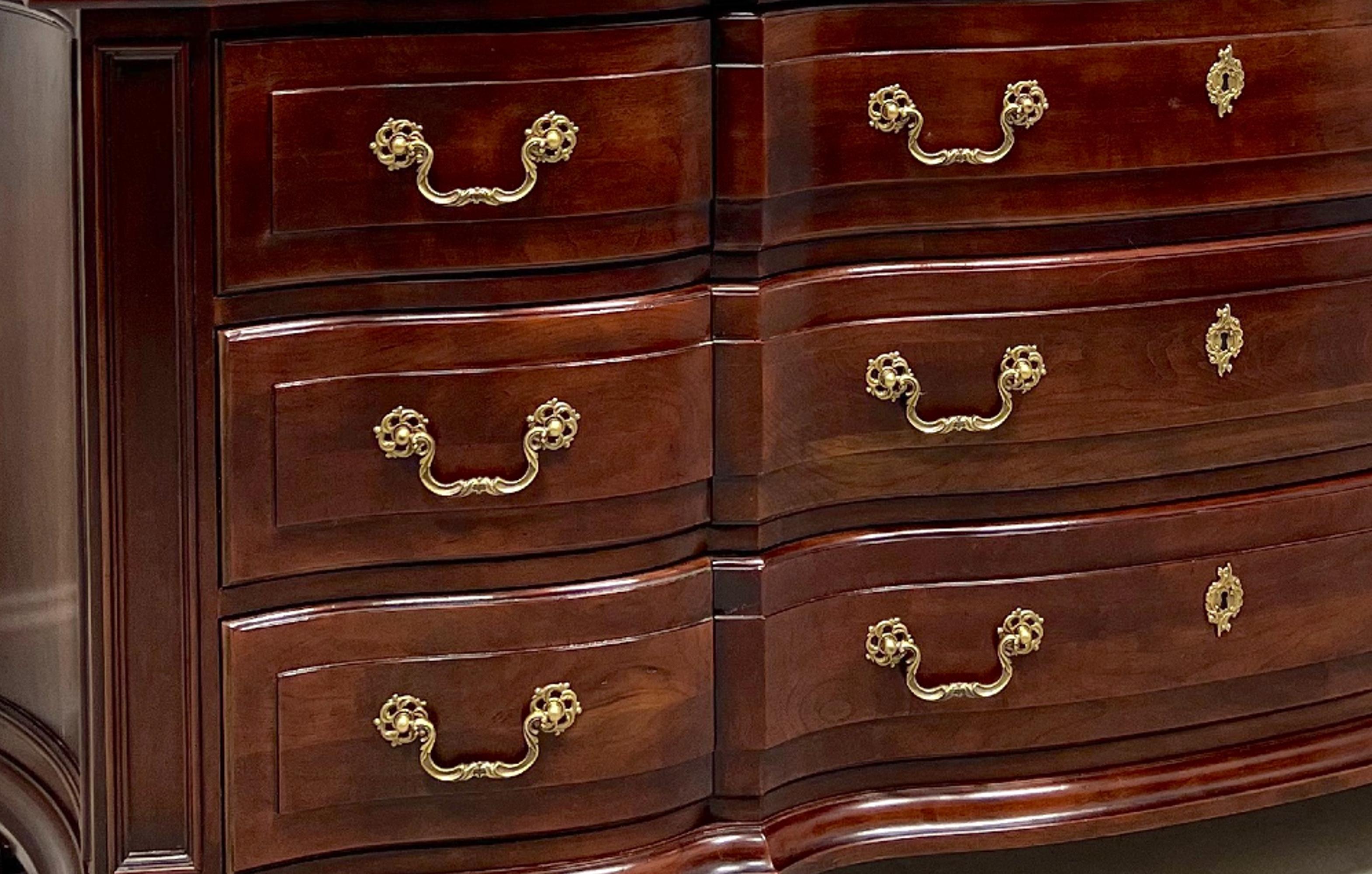 American CENTURY Cardella Collection Cherry Italian Provincial Serpentine Triple Dresser