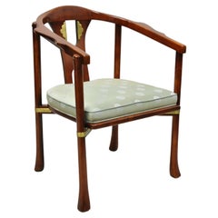 Century Chair Co. Horseshoe James Mont Style Oriental Asian Arm Chair