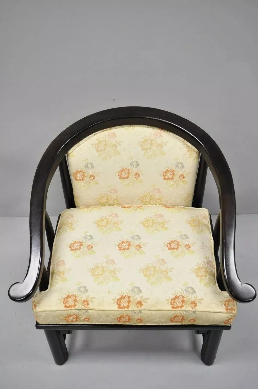 Chinoiserie Century Chair Co James Mont Style Horseshoe Ming Lounge Chairs (A) - a Pair For Sale