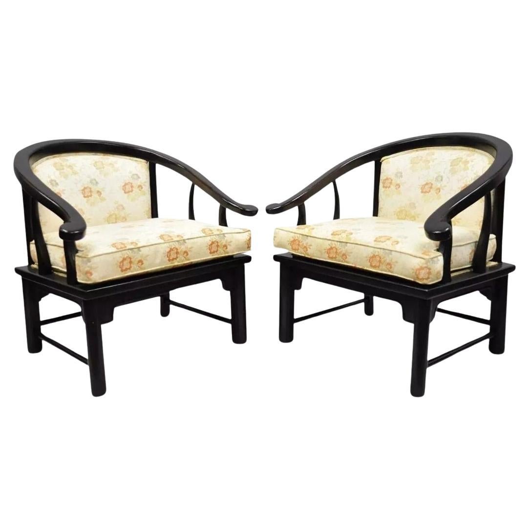 Century Chair Co James Mont Style Horseshoe Ming Lounge Chairs (A) - a Pair For Sale