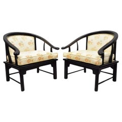 Century Chair Co James Mont Style Horseshoe Ming Lounge Chairs (A) - a Pair