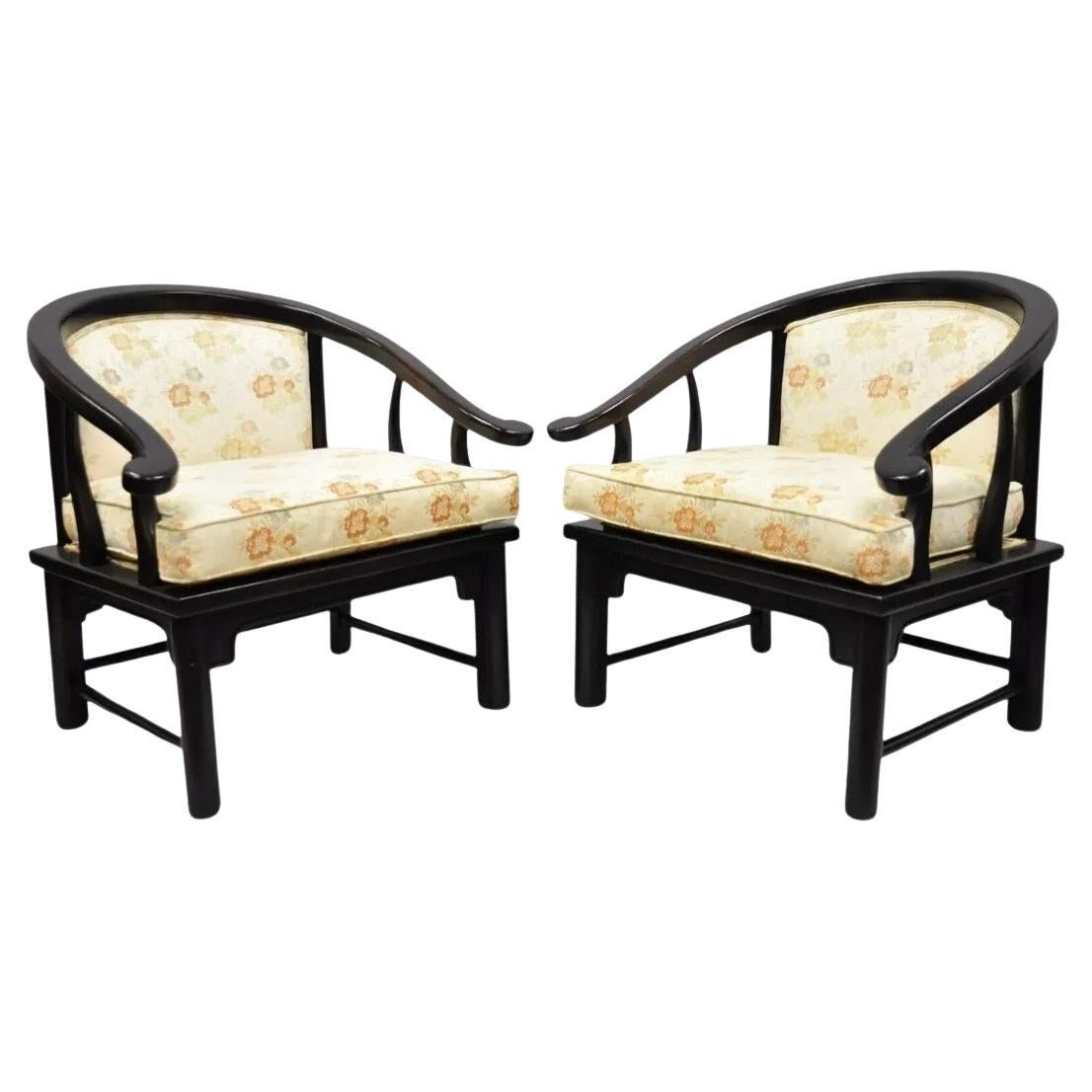 Century Chair Co James Mont Style Horseshoe Ming Lounge Chairs (B) - a Pair