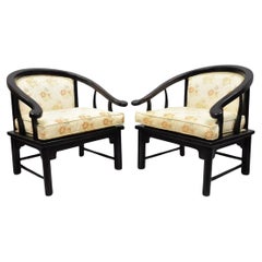 Century Chair Co James Mont Style Horseshoe Ming Lounge Chairs (B) - a Pair