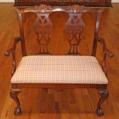 Century Chair Co. Mahogany Chippendale Style Bench Loveseat Settee