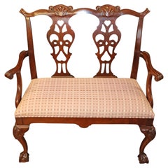 Century Chair Co. Mahogany Chippendale Style Bench Loveseat Settee
