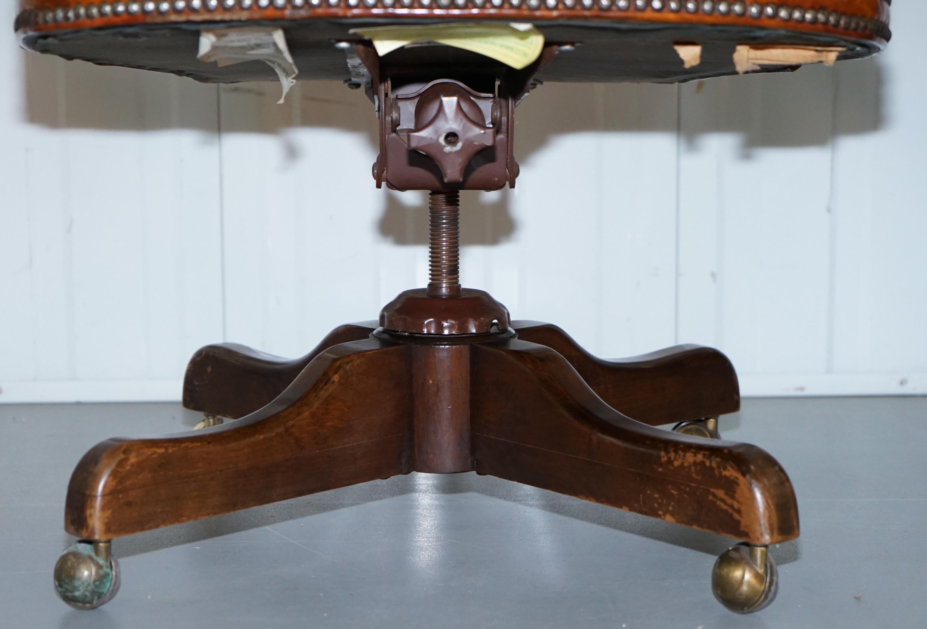 20th Century Century Chair Company Hand Dyed Brown Leather Captions Directors Office Chair