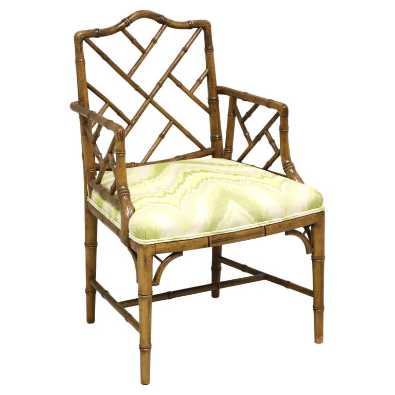 CENTURY CHAIR Faux Bamboo Chinese Chippendale Armchair For Sale at 1stDibs