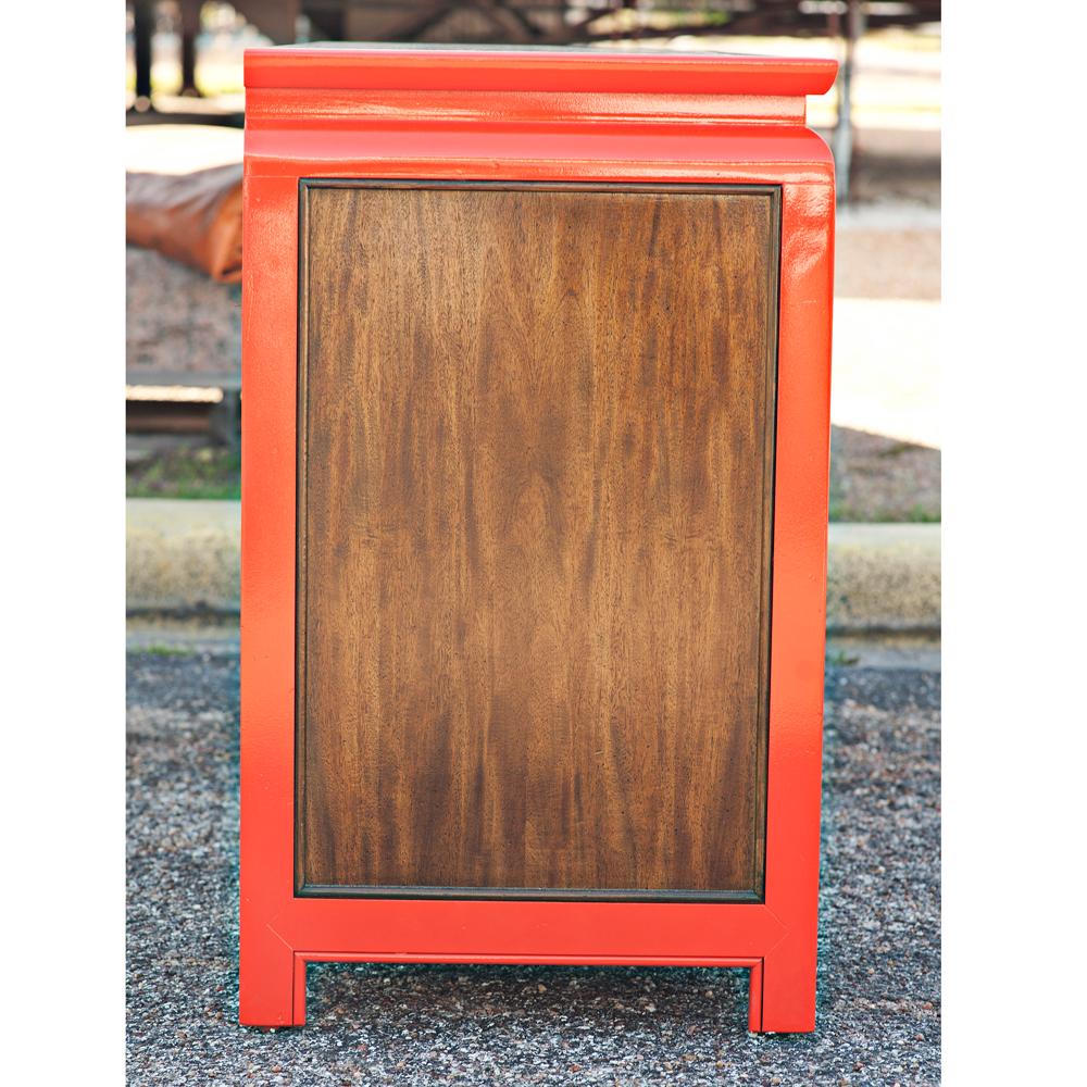 Mid-Century Modern Century Chin Hua Burled Ash And Orange Lacquer Dresser