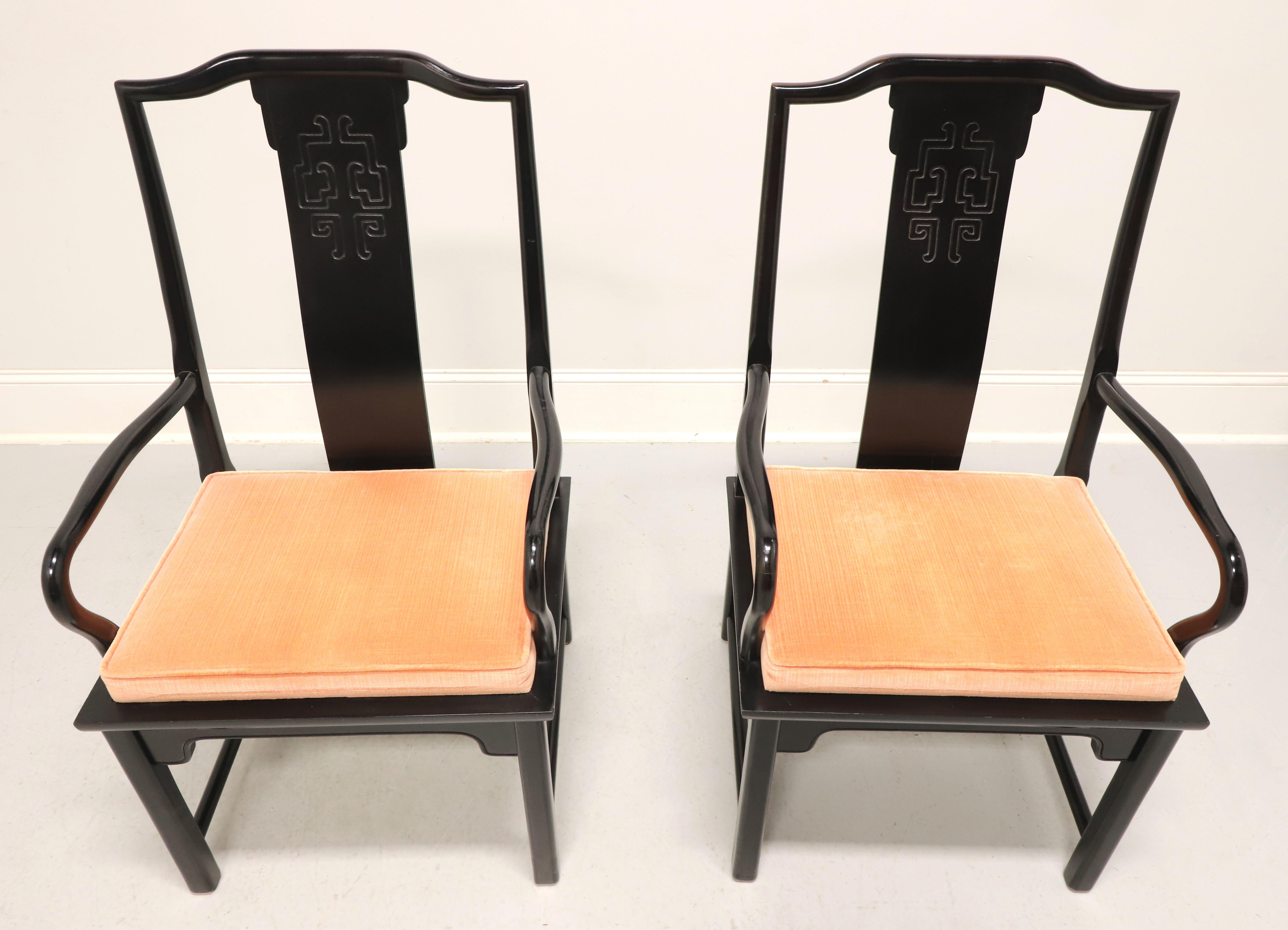 A pair of Asian chinoiserie style dining armchairs by high-quality furniture maker Century. From their 