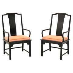 Paire de fauteuils de salle à manger chinoiseries asiatiques Chin Hua de Raymond Sobota du XXe siècle