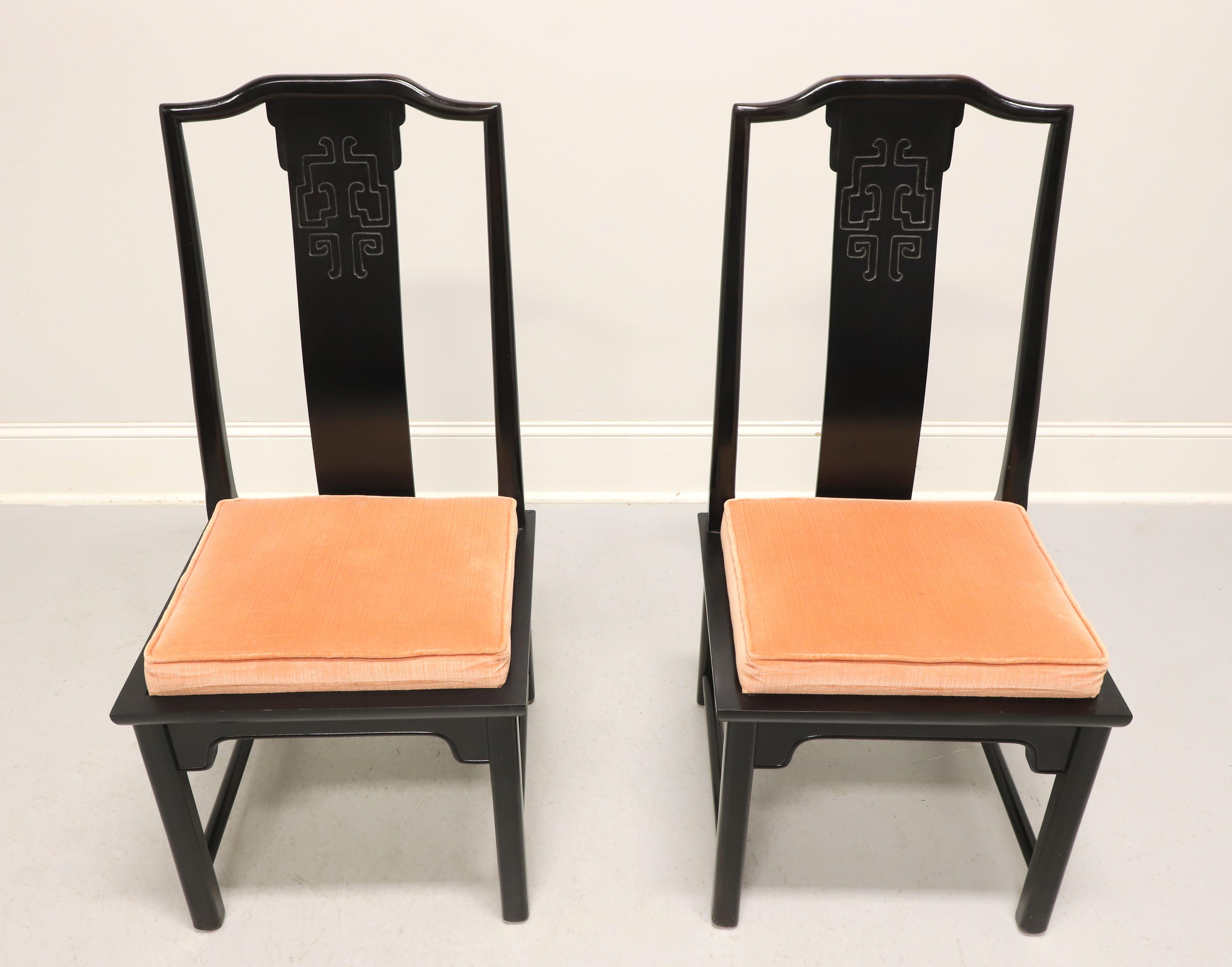 A pair of Asian Chinoiserie style dining side chairs by high-quality furniture maker Century. From their 