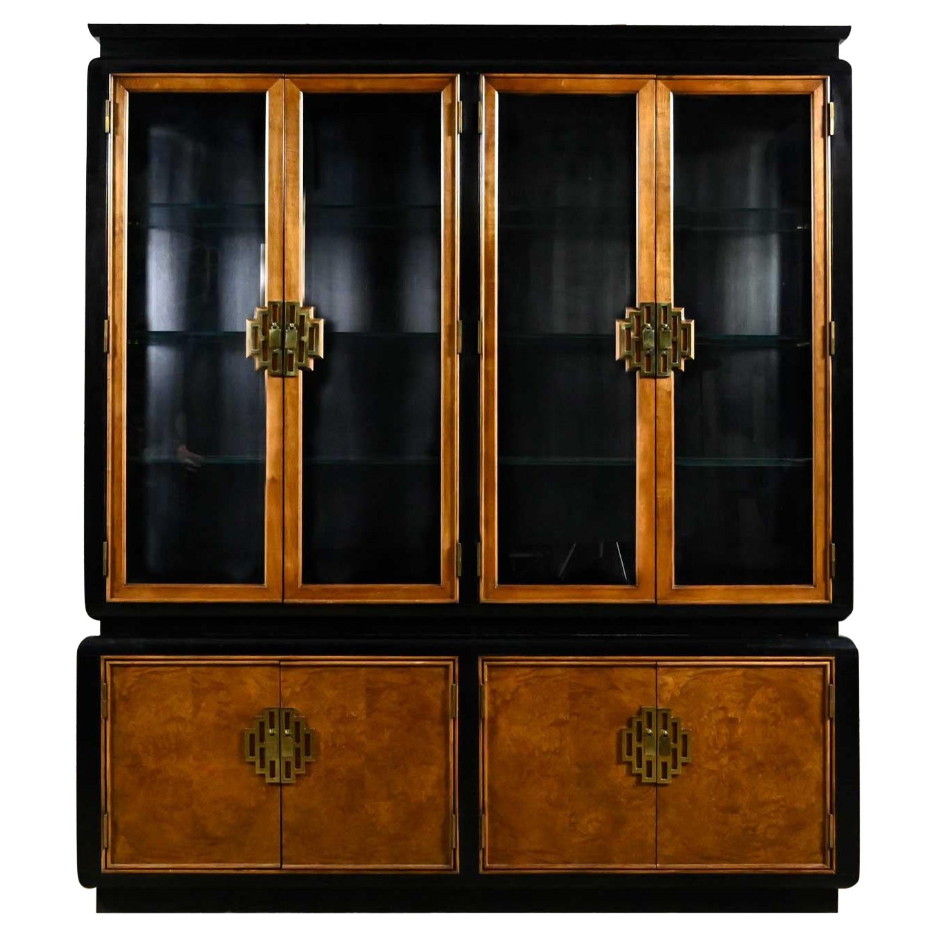 Century Chinoiserie Chin Hua Dbl Display China Cabinet Bookcase Raymond Sobota