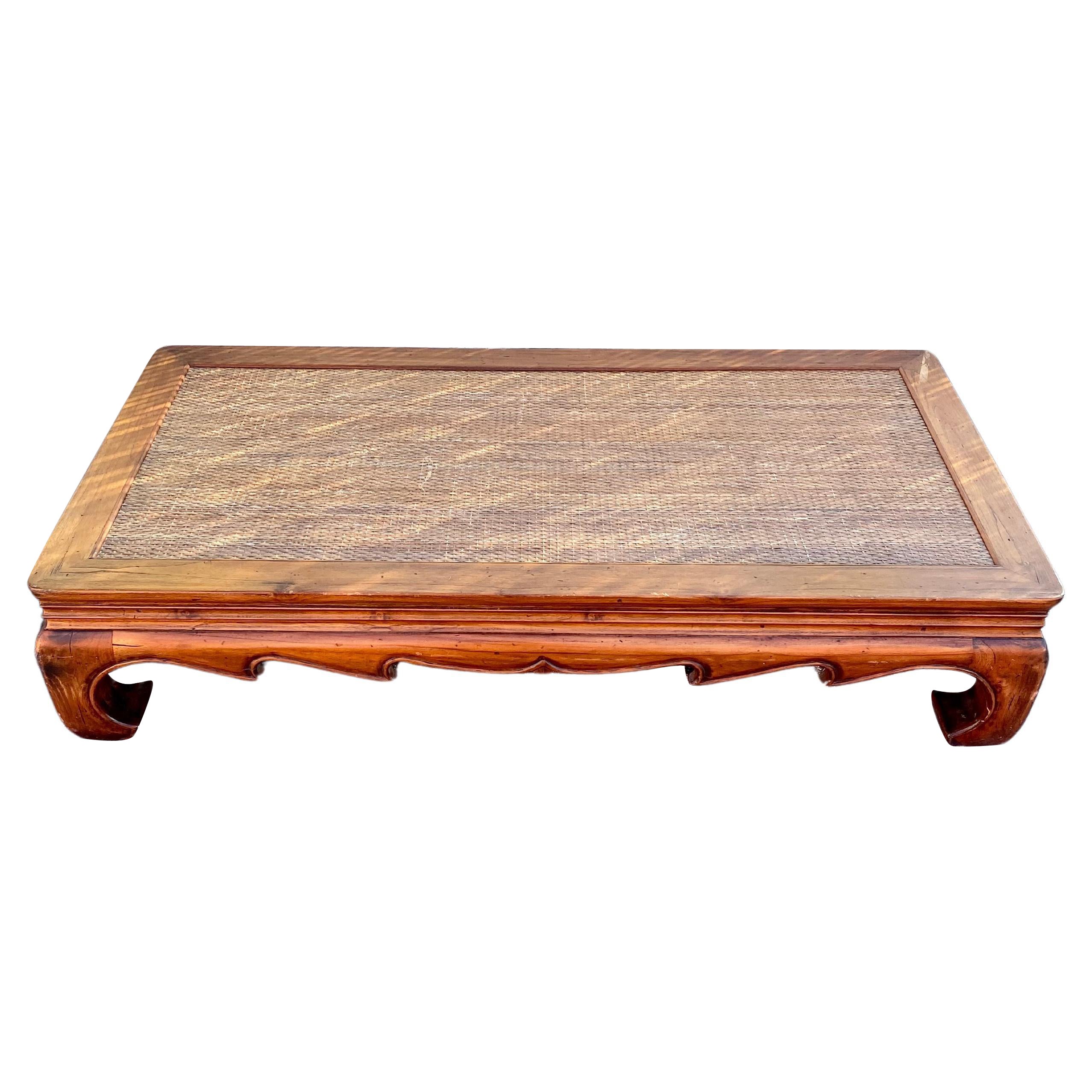 Century Chinoserie Rattan Wood Monumental Coffee Table