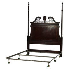 Century Chippendale Style Mahogany Queen Sized Bed Headboard 20thC